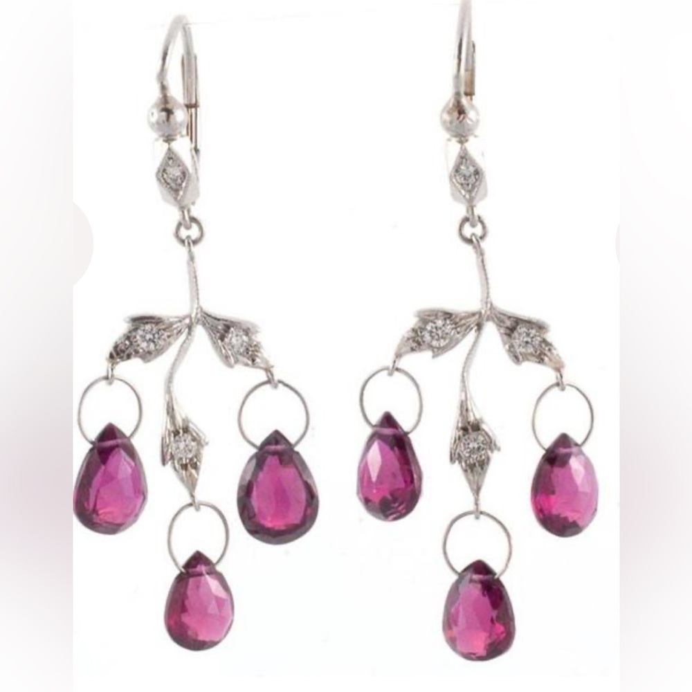 Cathy Waterman Diamond and Ruby garnet chandelier earrings